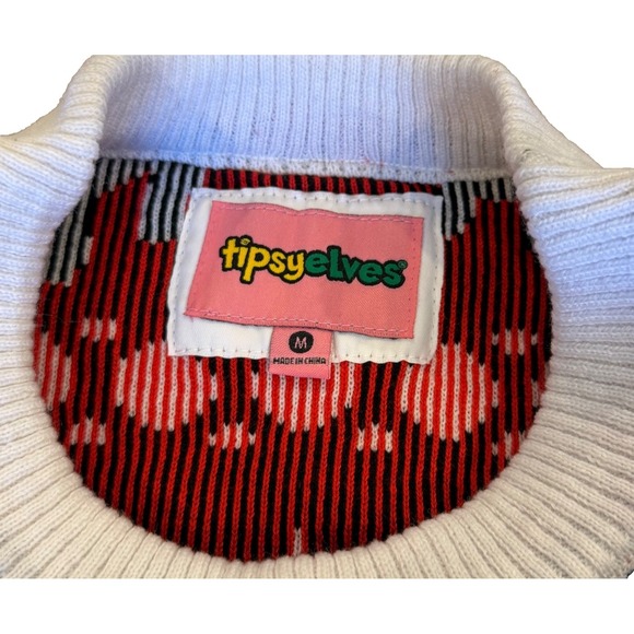 Tipsy Elves Red & White Fair Isle Sweater Dress - Size Medium - NWT - Picture 3 of 9